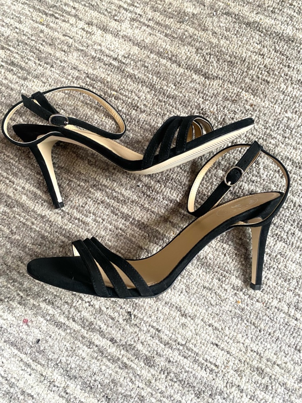 Red Fleece by Brooks Brothers Black Strappy Ankle-Heel Sandals - Picture 3 of 5